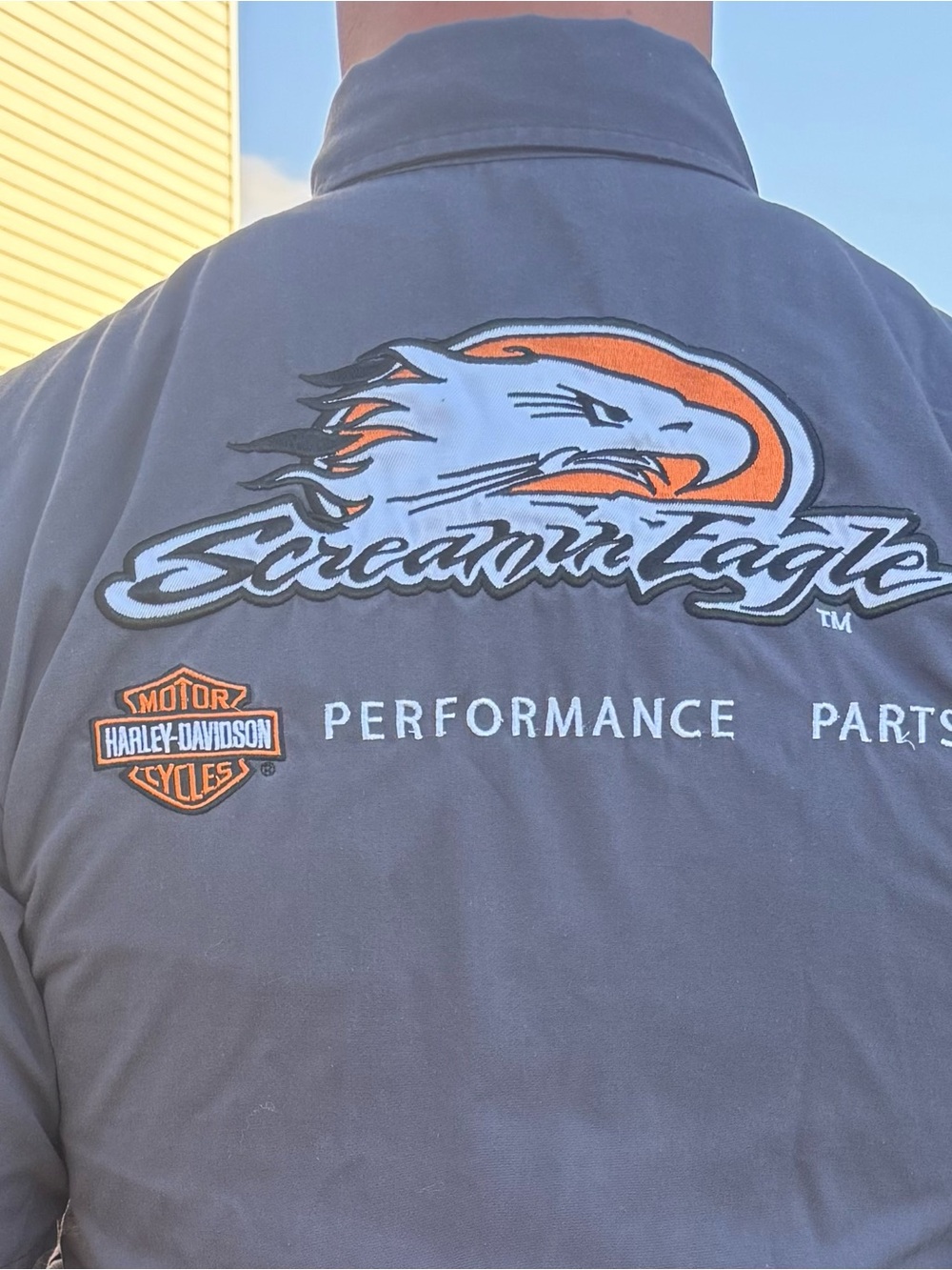 Harley-Davidson Black Jacket with Orange & White Screamin' Eagle Patch